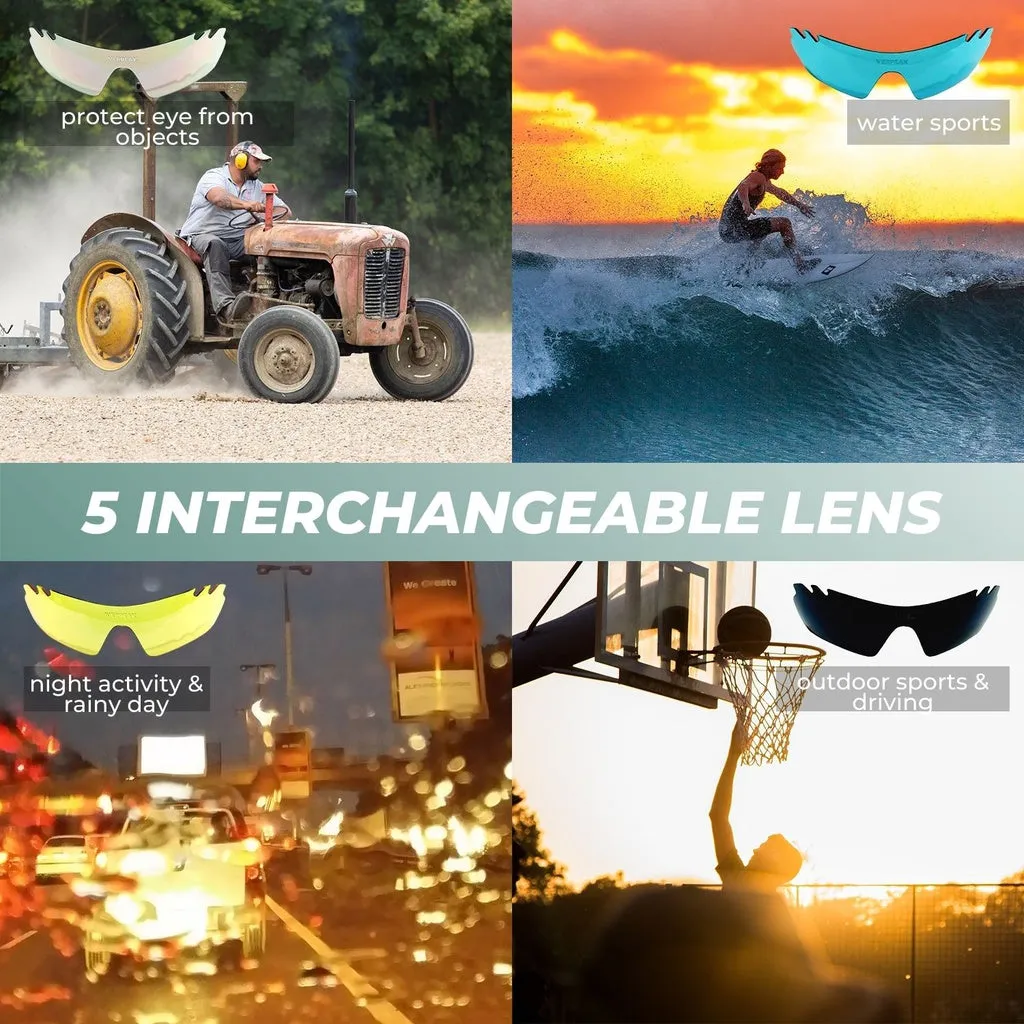 5 Lens UV400 Sport Sunglasses - Verpeak