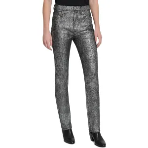 7 For All Mankind Womens East Metallic High Rise Slim Jeans