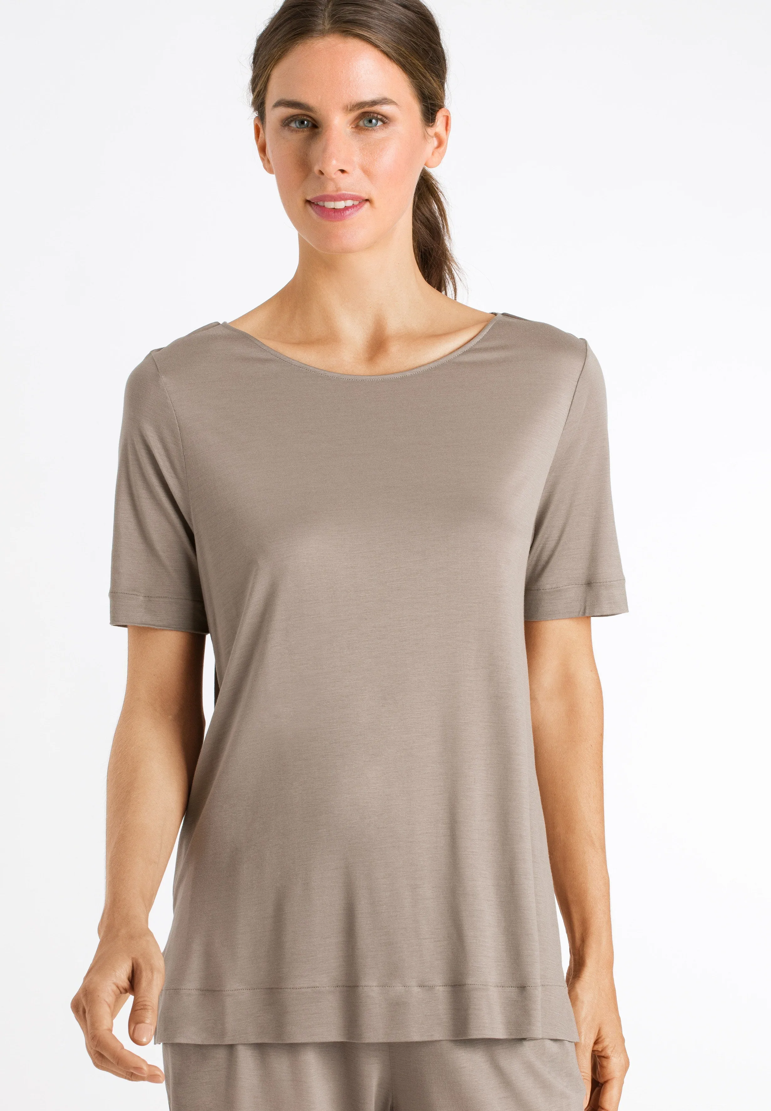 Aba Flowy Round Neck Top | Vetiver 76764-1689