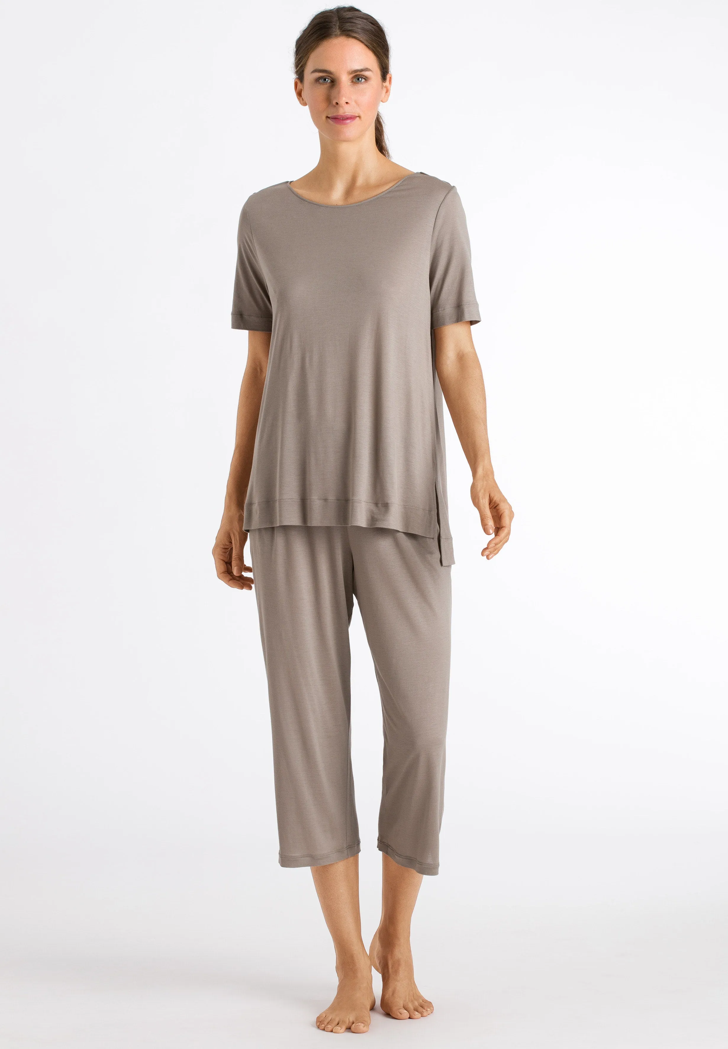 Aba Flowy Round Neck Top | Vetiver 76764-1689