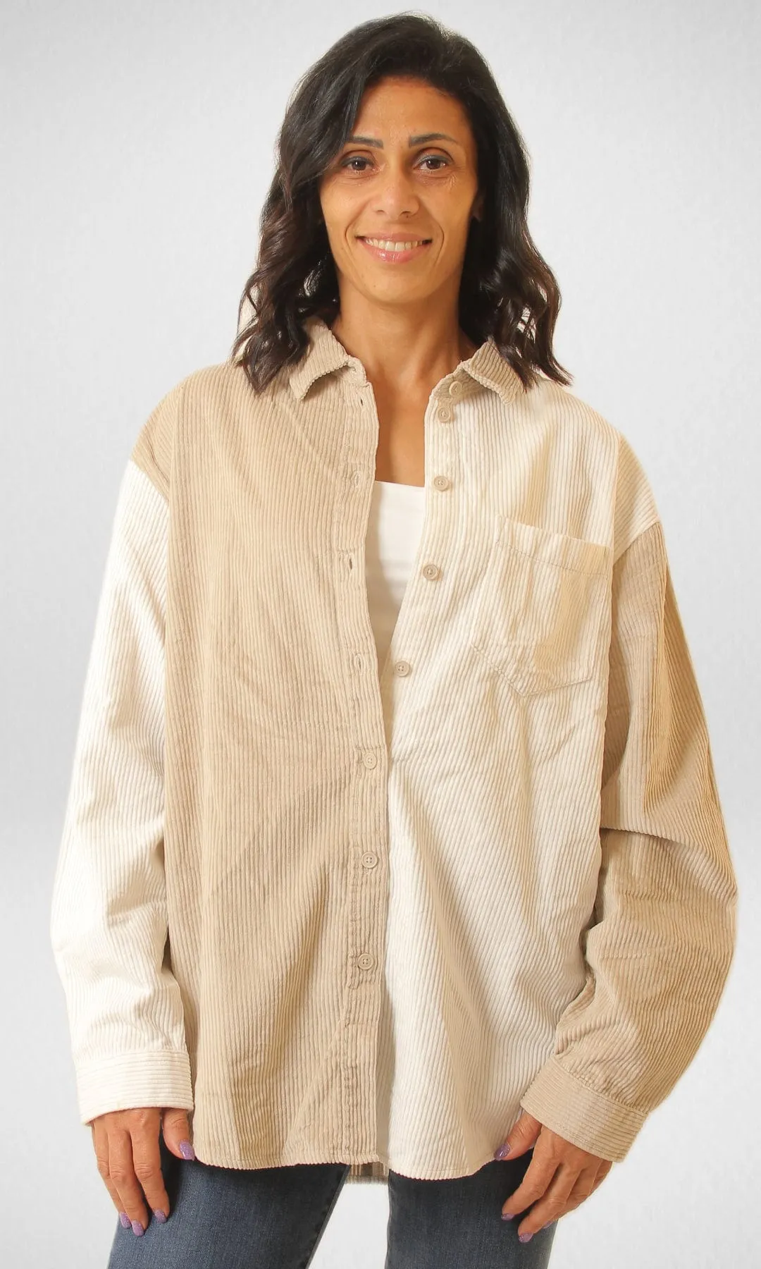AE Women Velvet Shirt- Two Colors Pale