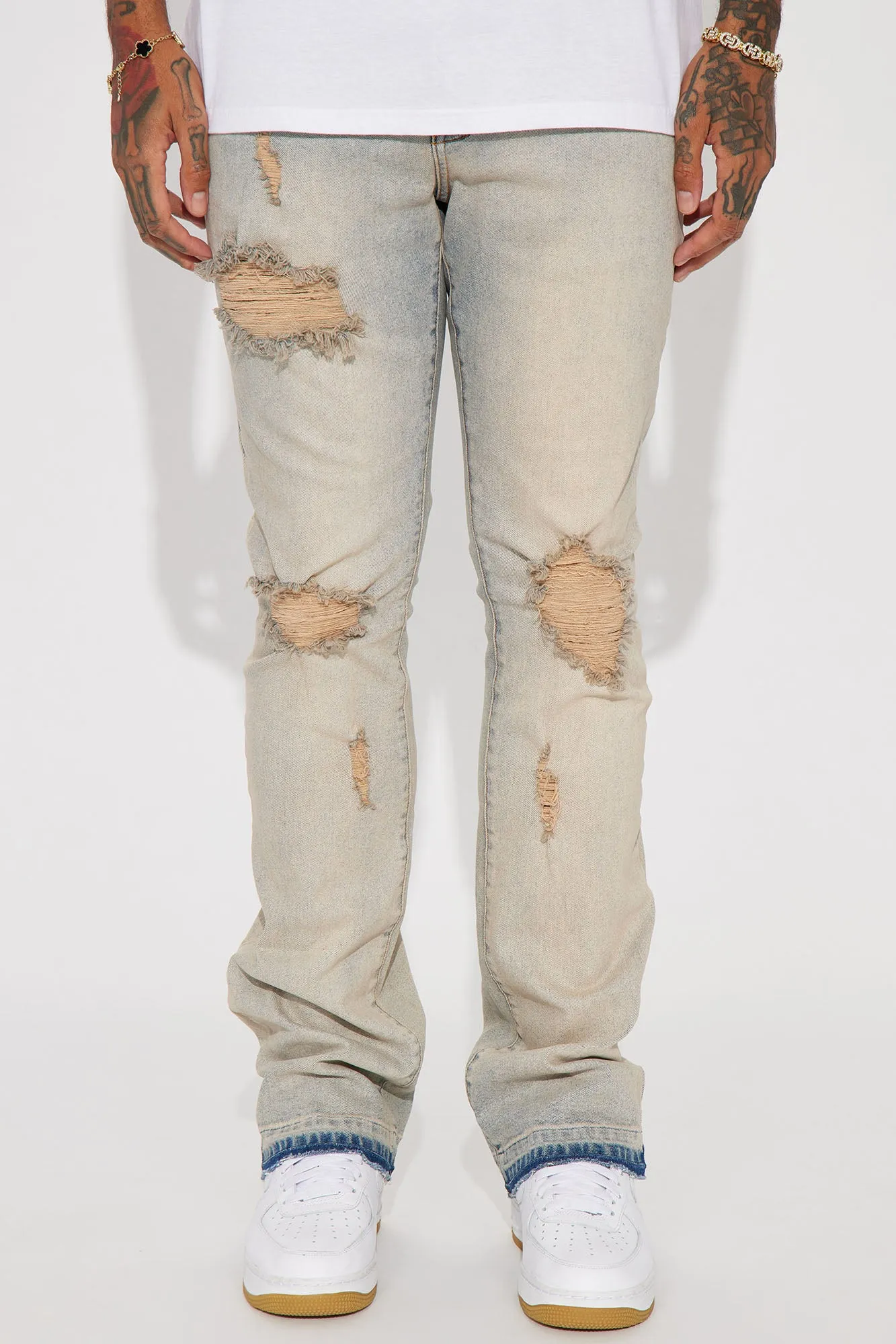 Agave Stacked Skinny Skinny Flare Jeans - Vintage Blue Wash
