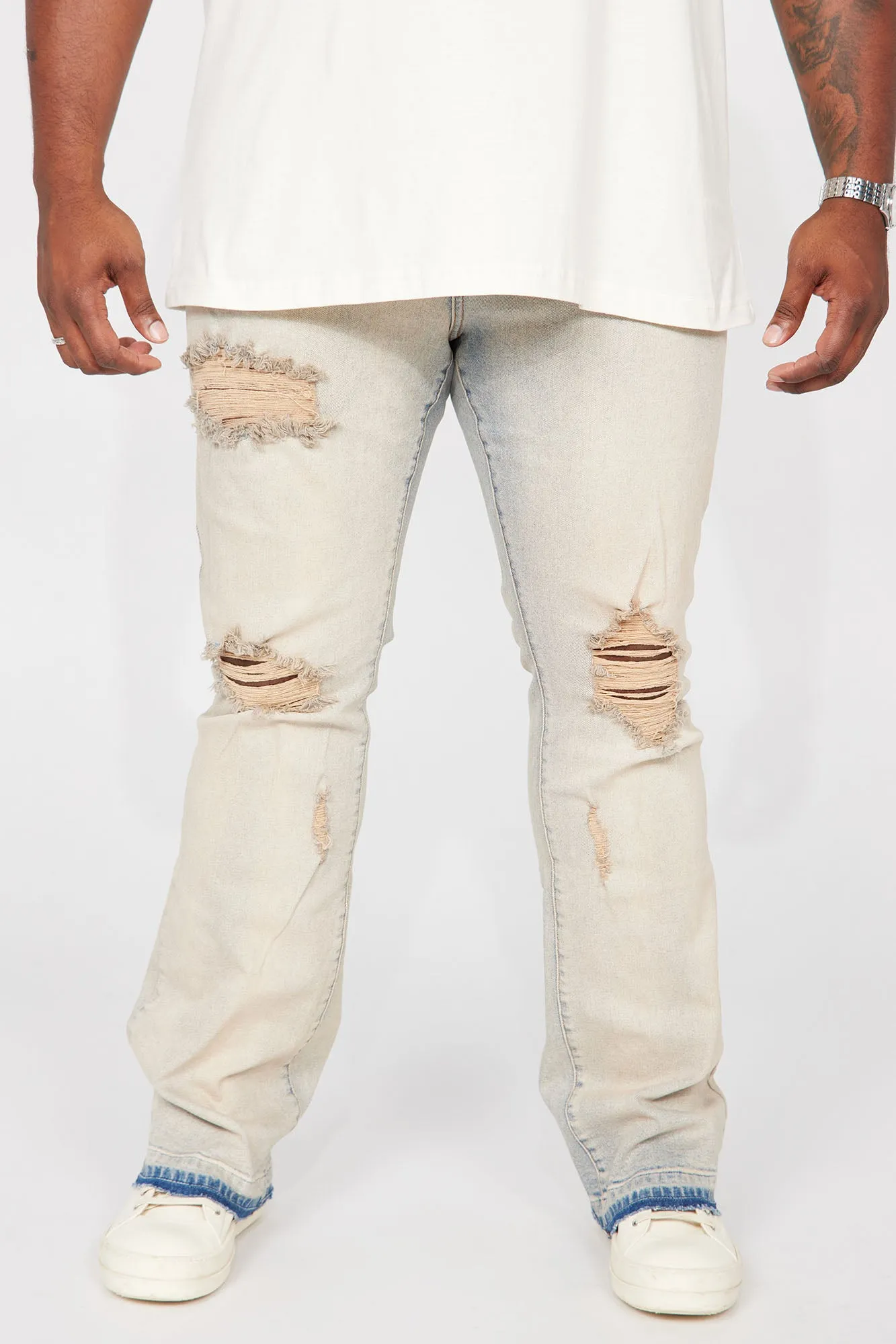 Agave Stacked Skinny Skinny Flare Jeans - Vintage Blue Wash
