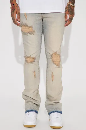 Agave Stacked Skinny Skinny Flare Jeans - Vintage Blue Wash