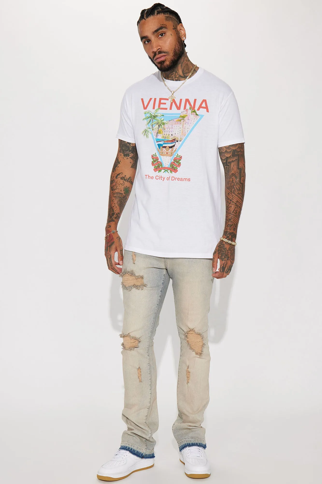 Agave Stacked Skinny Skinny Flare Jeans - Vintage Blue Wash