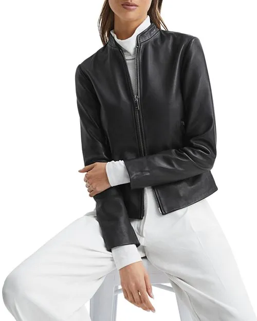 Allie REISS leather biker jacket, Black