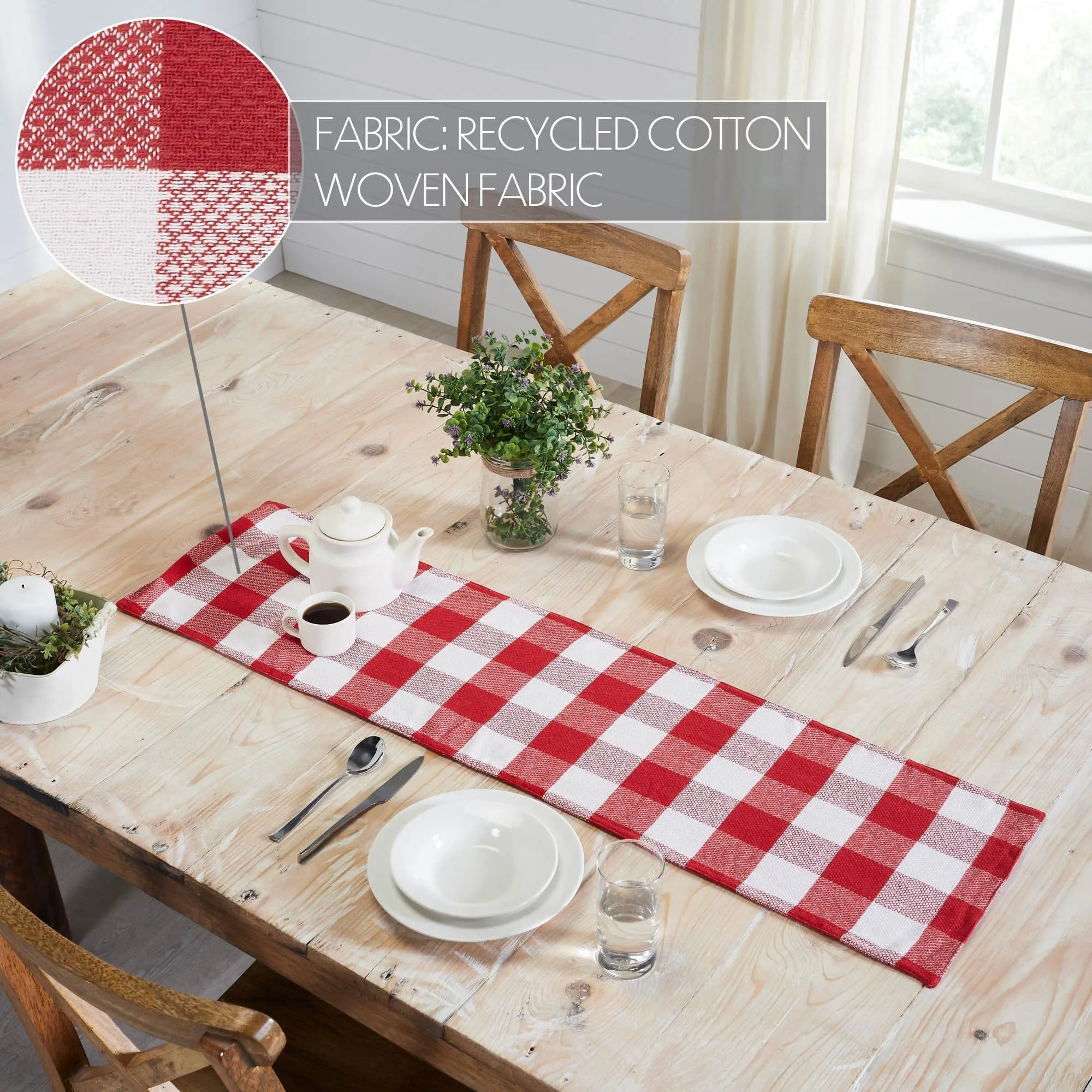 Annie Red Buffalo Check Runner 12x48"