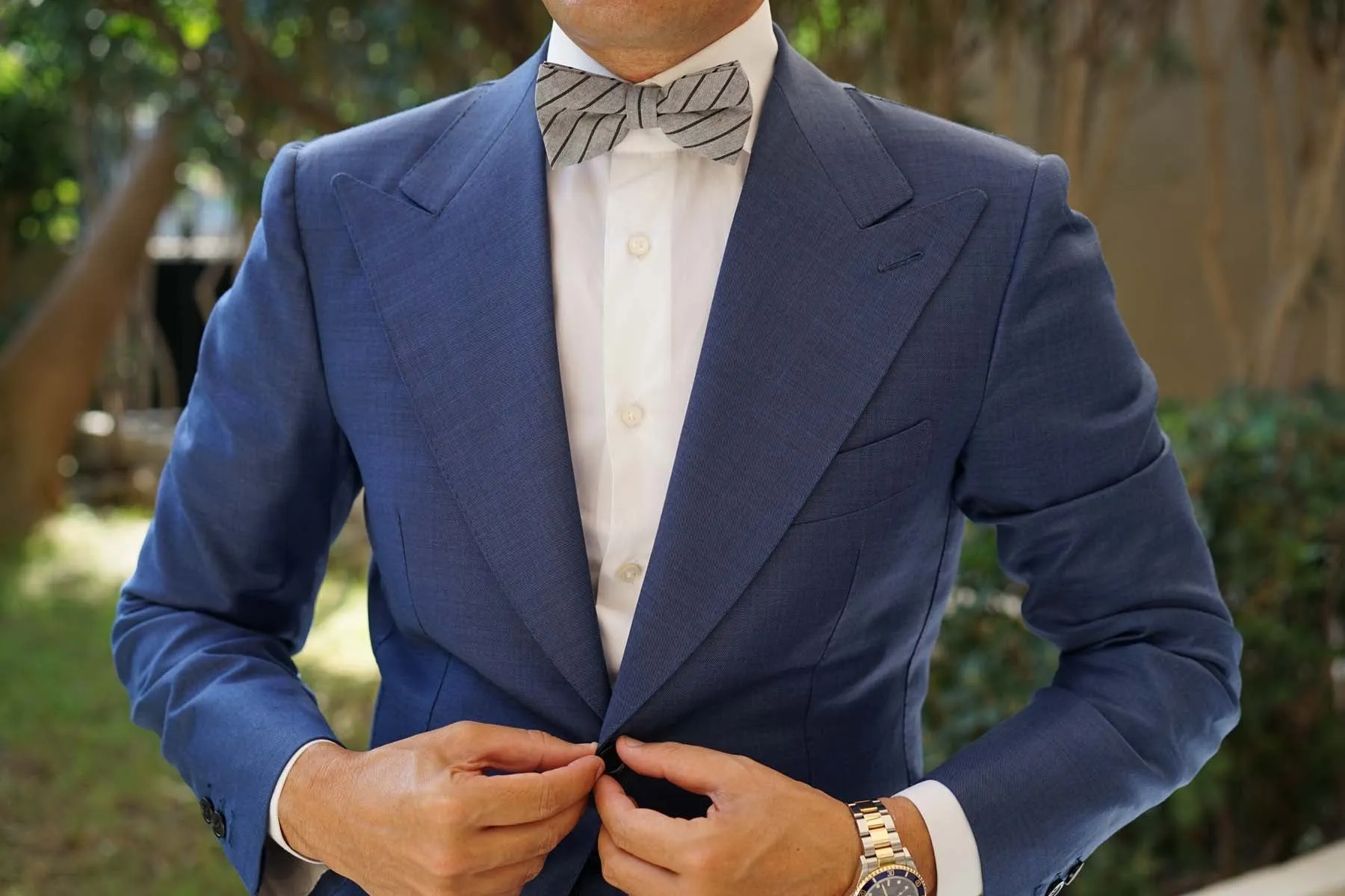 Ash Gray Pinstripe Bow Tie