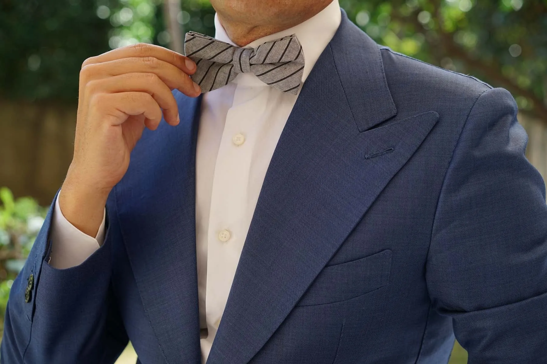 Ash Gray Pinstripe Bow Tie
