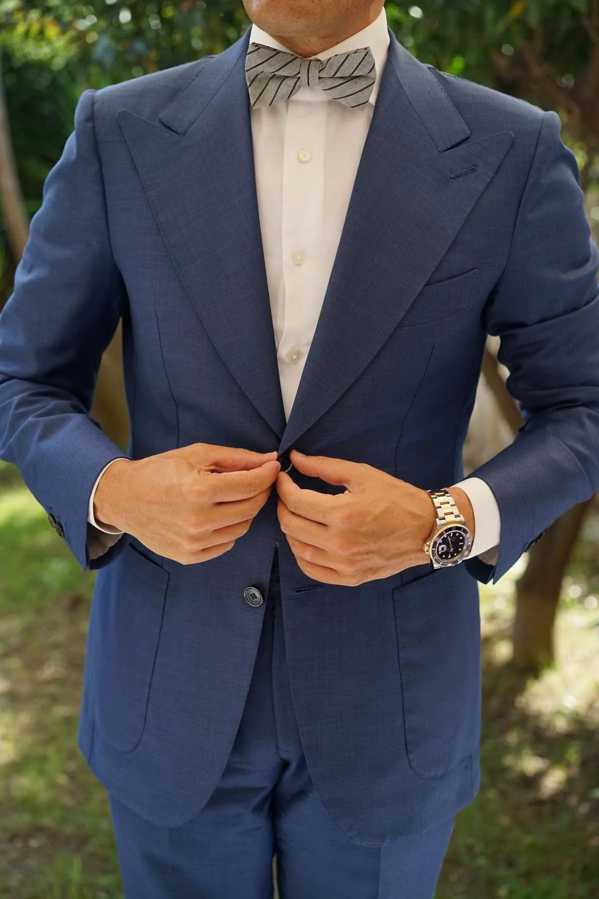 Ash Gray Pinstripe Bow Tie