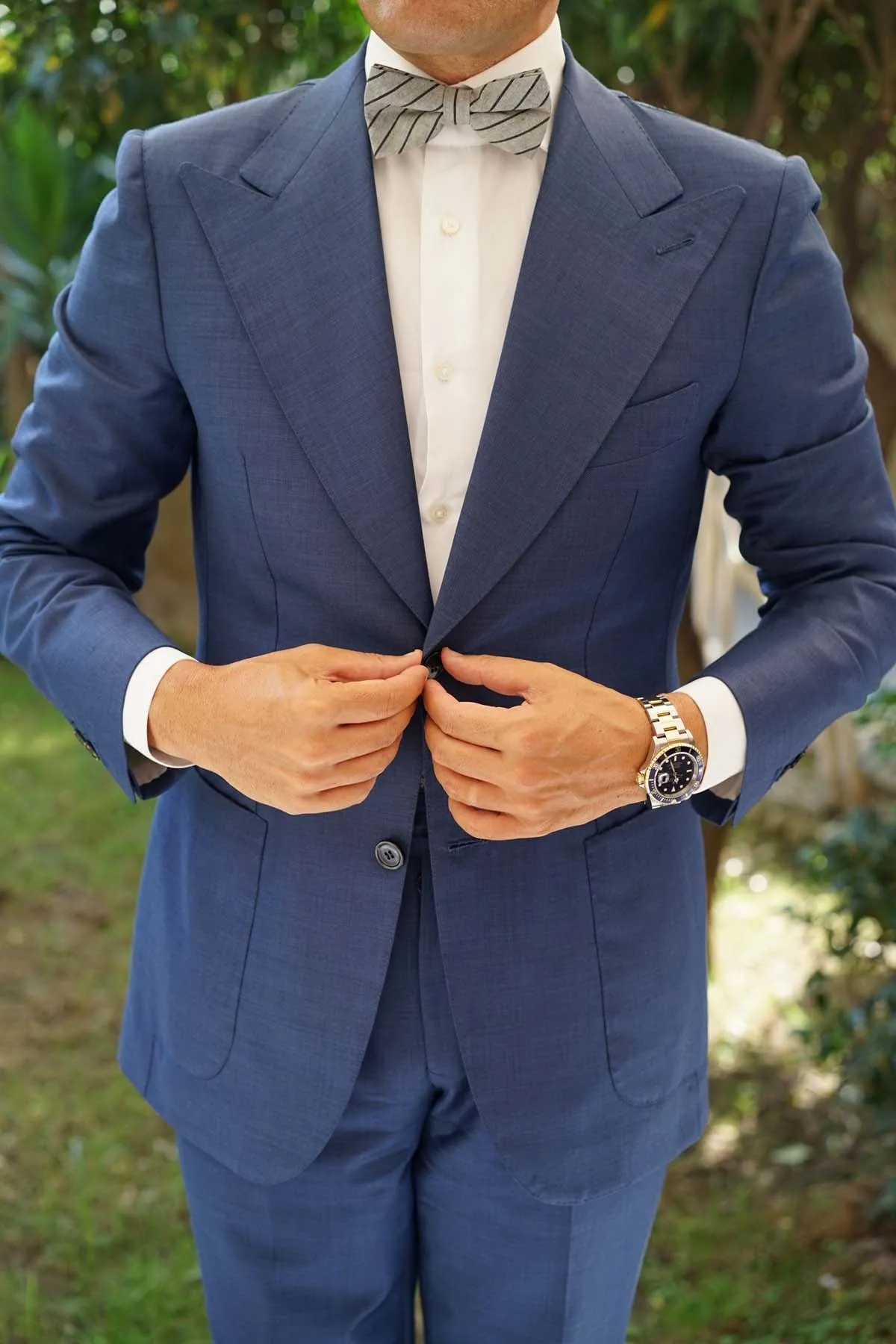 Ash Gray Pinstripe Bow Tie