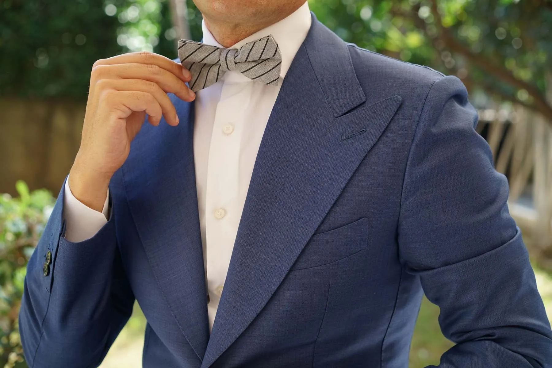 Ash Gray Pinstripe Bow Tie