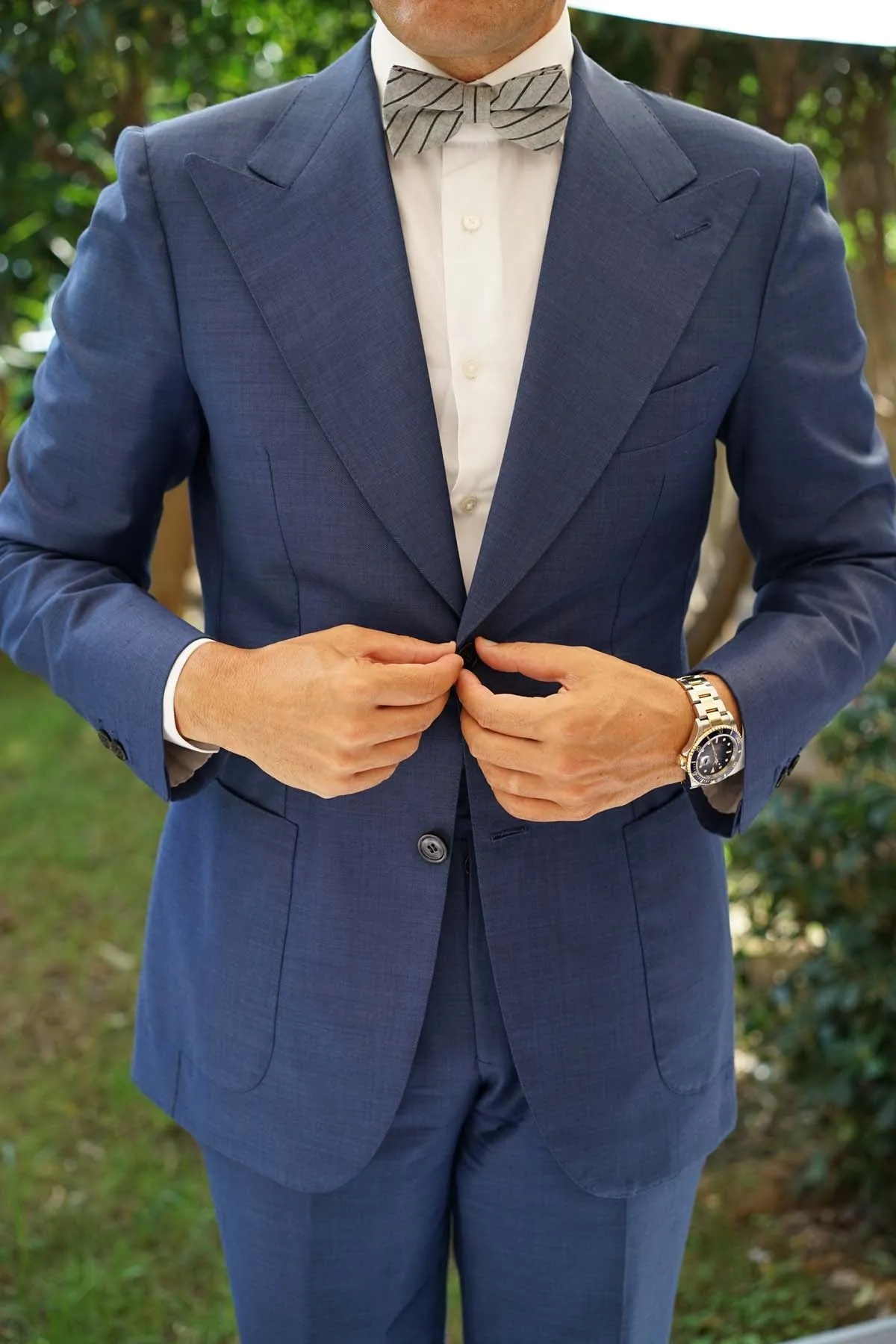 Ash Gray Pinstripe Bow Tie