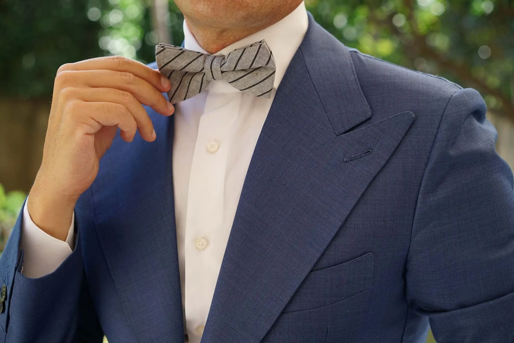 Ash Gray Pinstripe Bow Tie