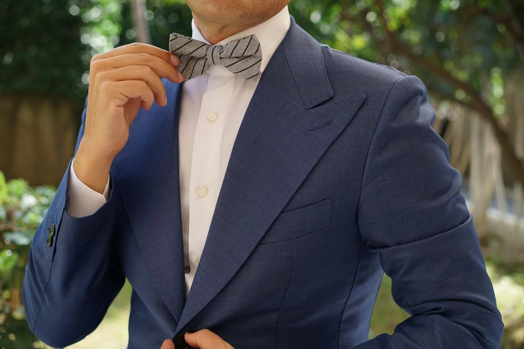 Ash Gray Pinstripe Bow Tie