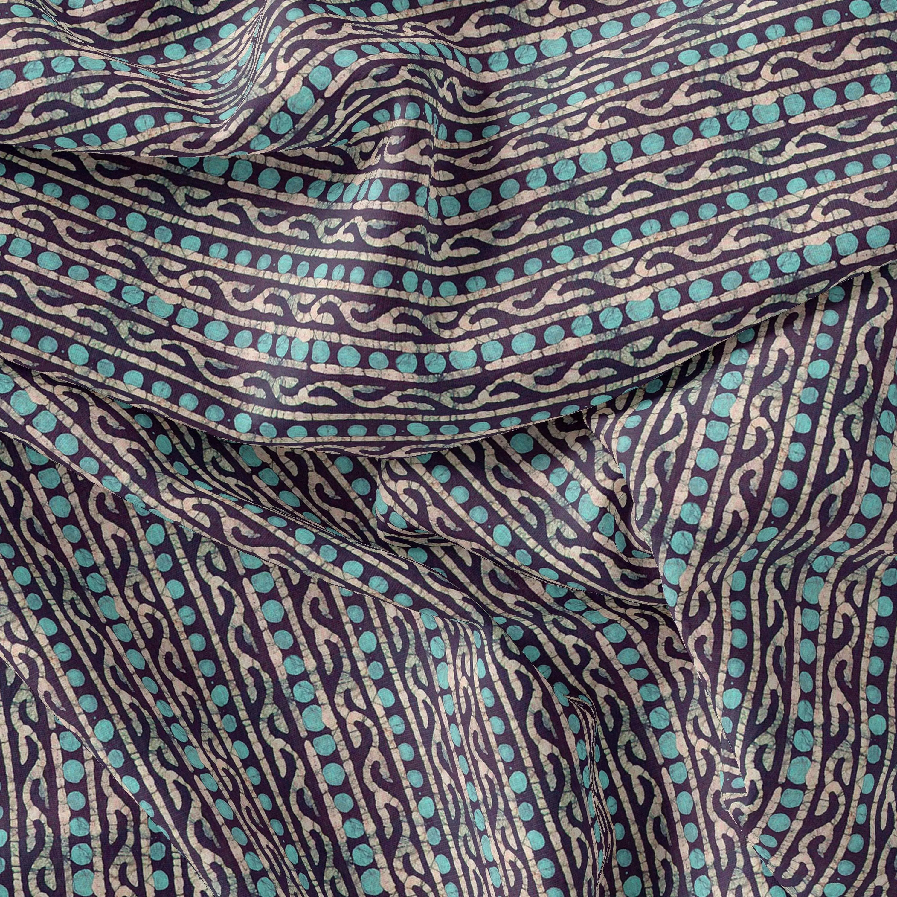 Attractive Polka Dot With Strips Digital Printed Fabric - Weightless