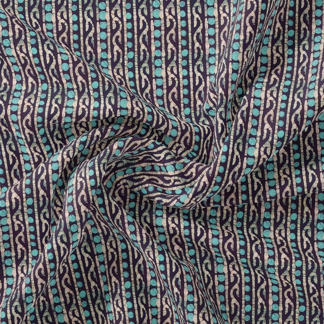 Attractive Polka Dot With Strips Digital Printed Fabric - Weightless