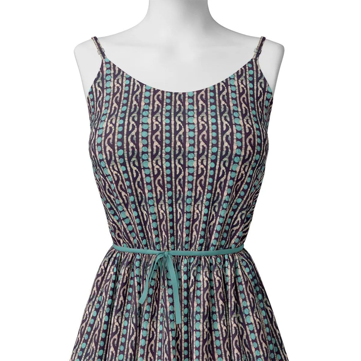 Attractive Polka Dot With Strips Digital Printed Fabric - Weightless
