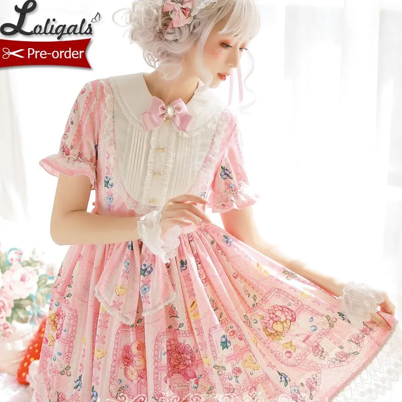 Berries & Flowers ~ Sweet Printed Short Sleeve Lolita Dress Pre-order