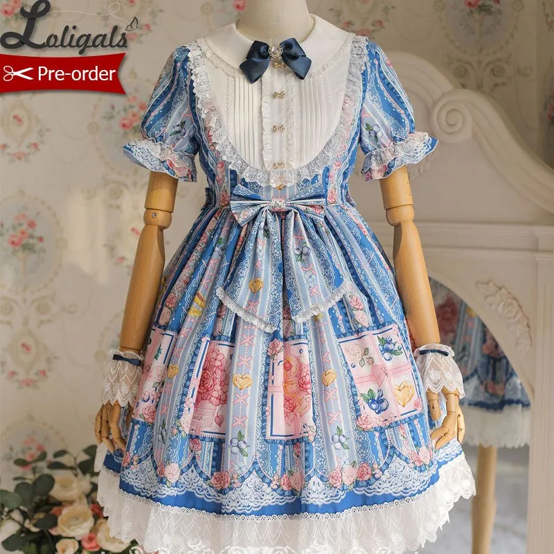 Berries & Flowers ~ Sweet Printed Short Sleeve Lolita Dress Pre-order