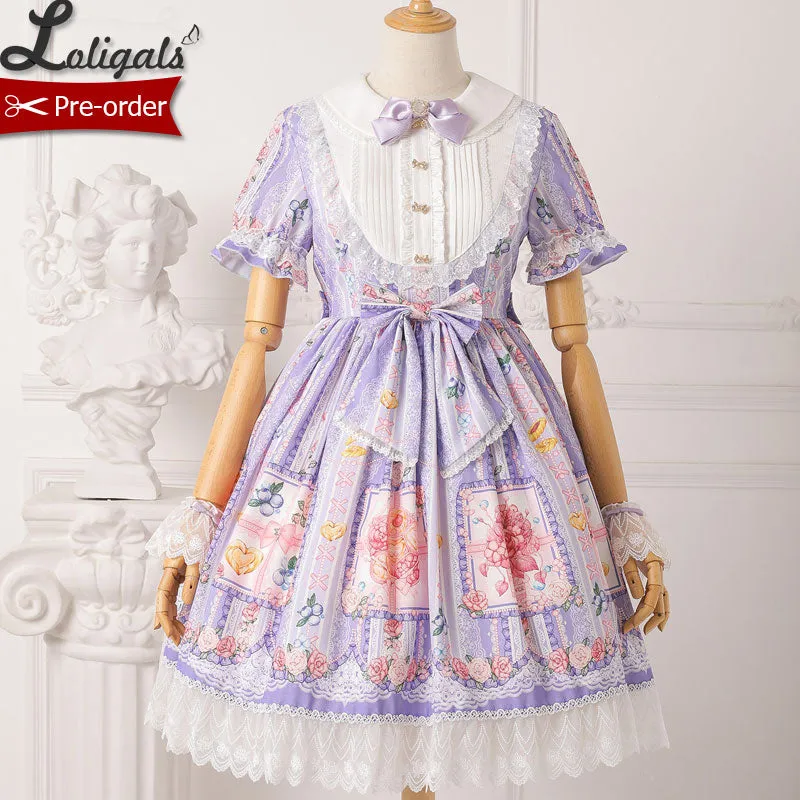 Berries & Flowers ~ Sweet Printed Short Sleeve Lolita Dress Pre-order