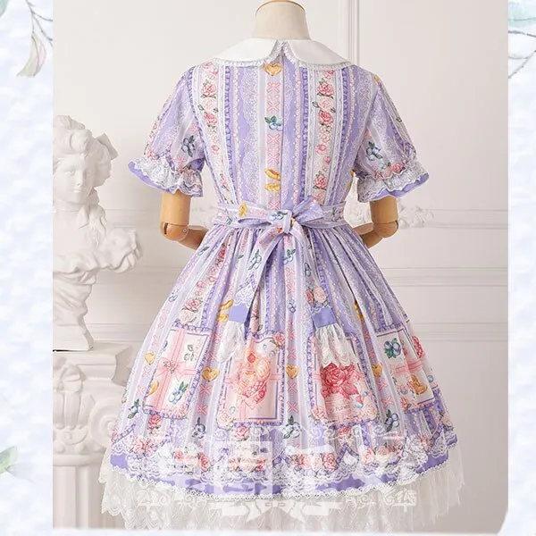 Berries & Flowers ~ Sweet Printed Short Sleeve Lolita Dress Pre-order