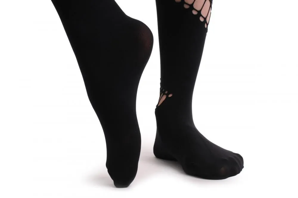 Black With Diagonal Oval Ripped Wrapping Stripe