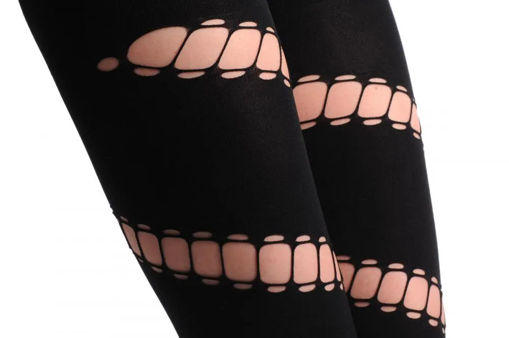 Black With Diagonal Oval Ripped Wrapping Stripe