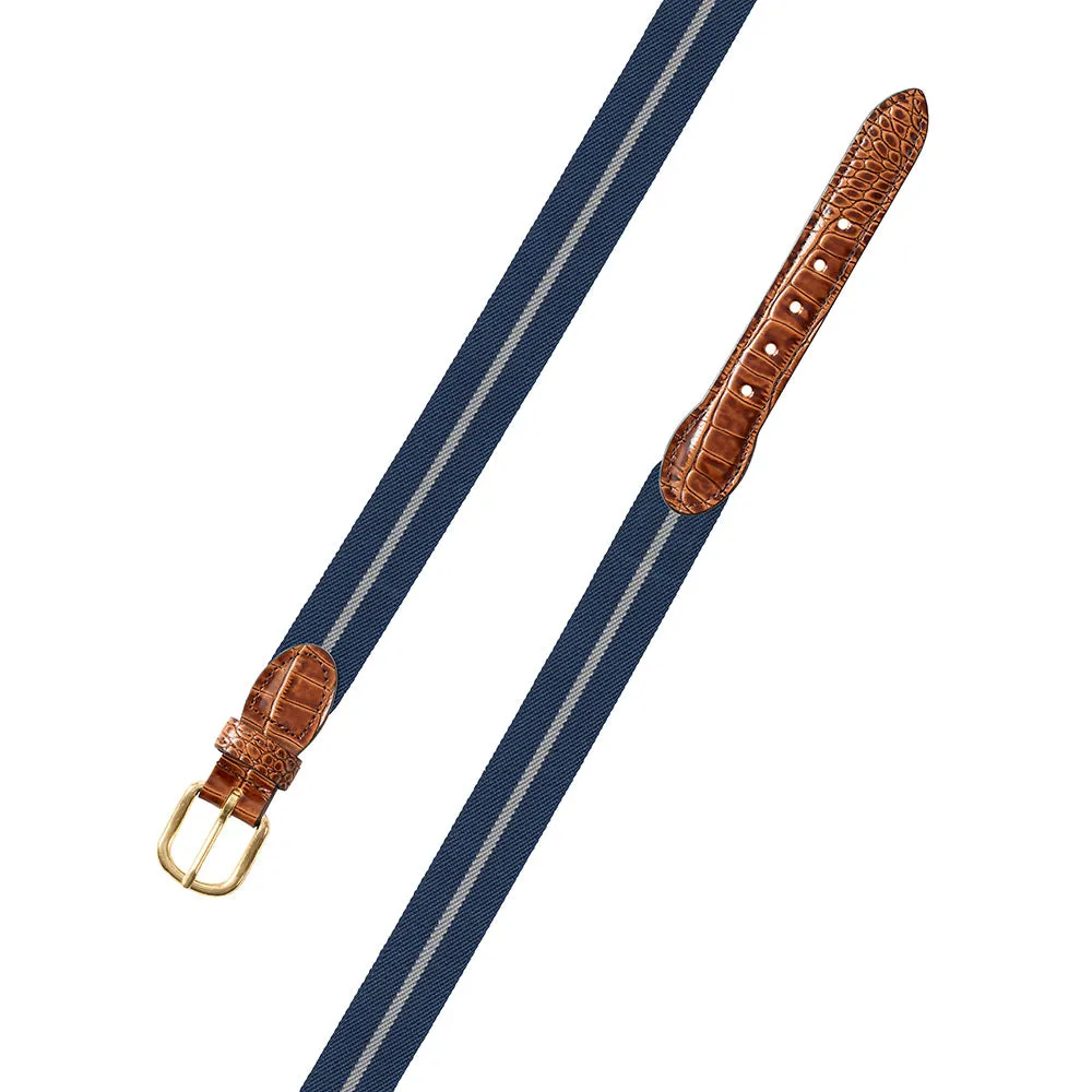 Blue & Grey Belgian Stretch Leather Tab Belt