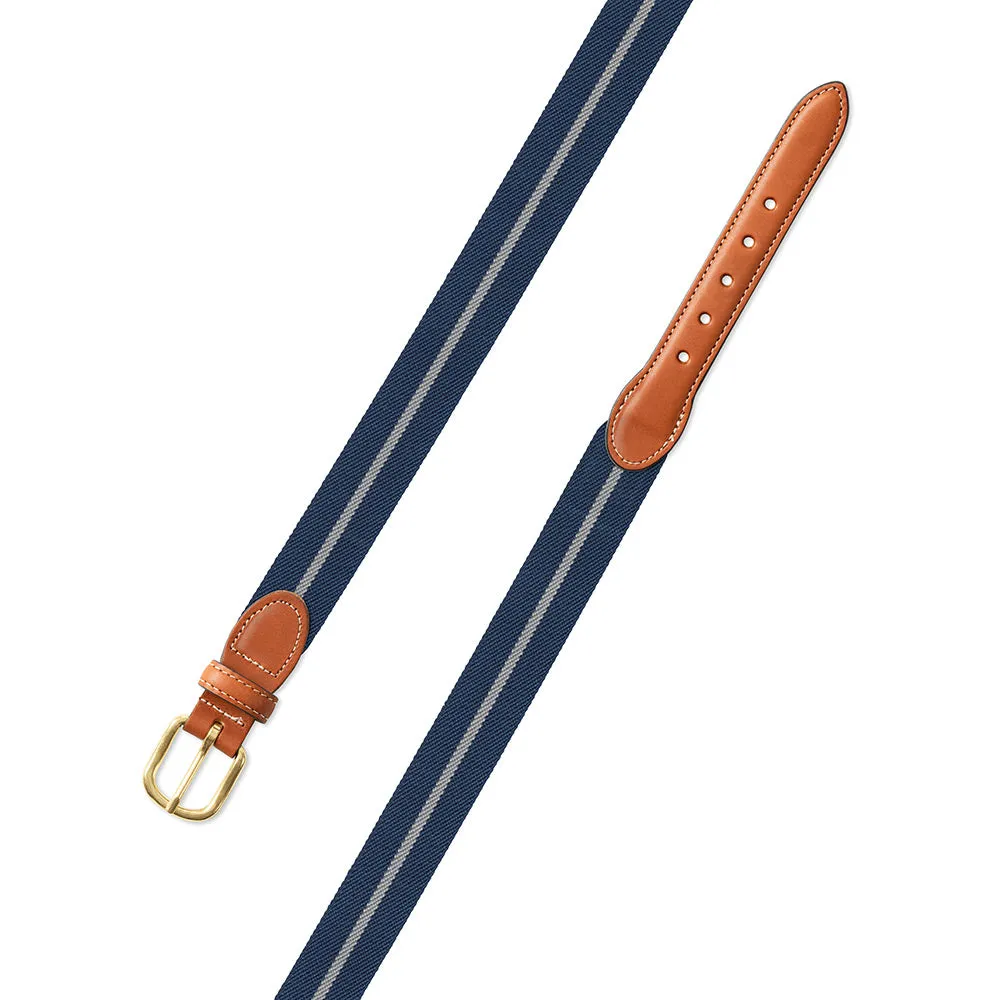 Blue & Grey Belgian Stretch Leather Tab Belt