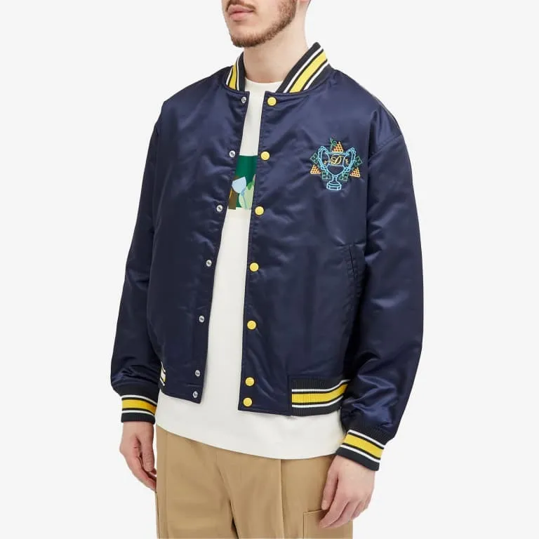 Bomber jacket Drole De Monsieur Embroidered, dark blue