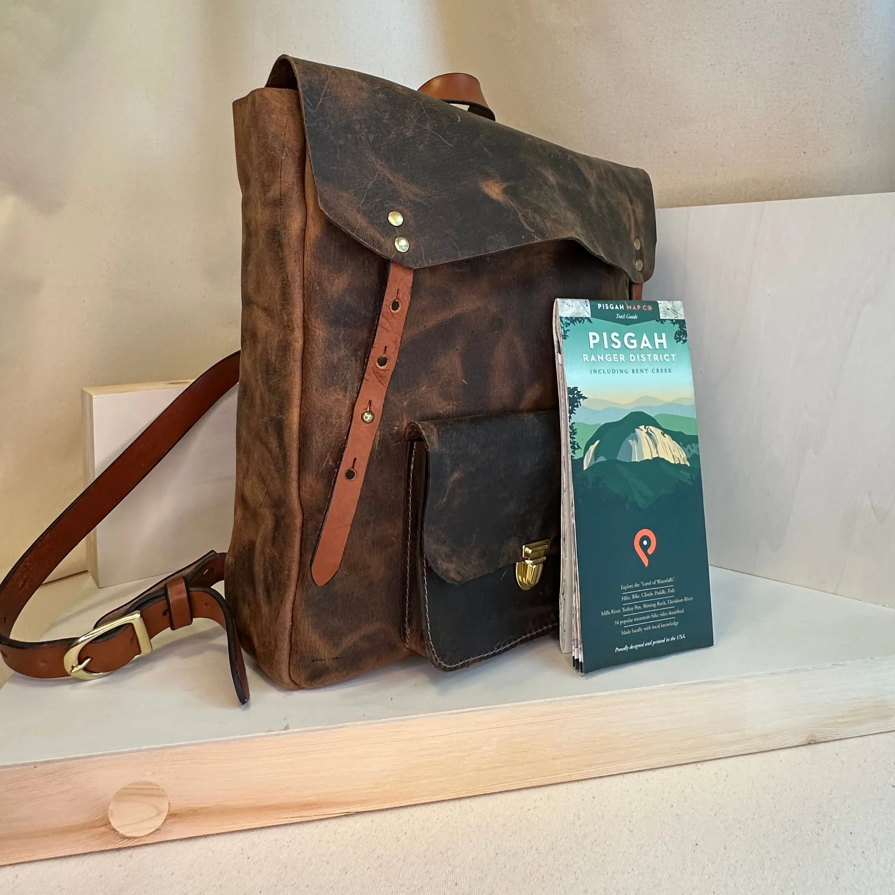 Brown Pull Up Tech Companion Leather Backpack