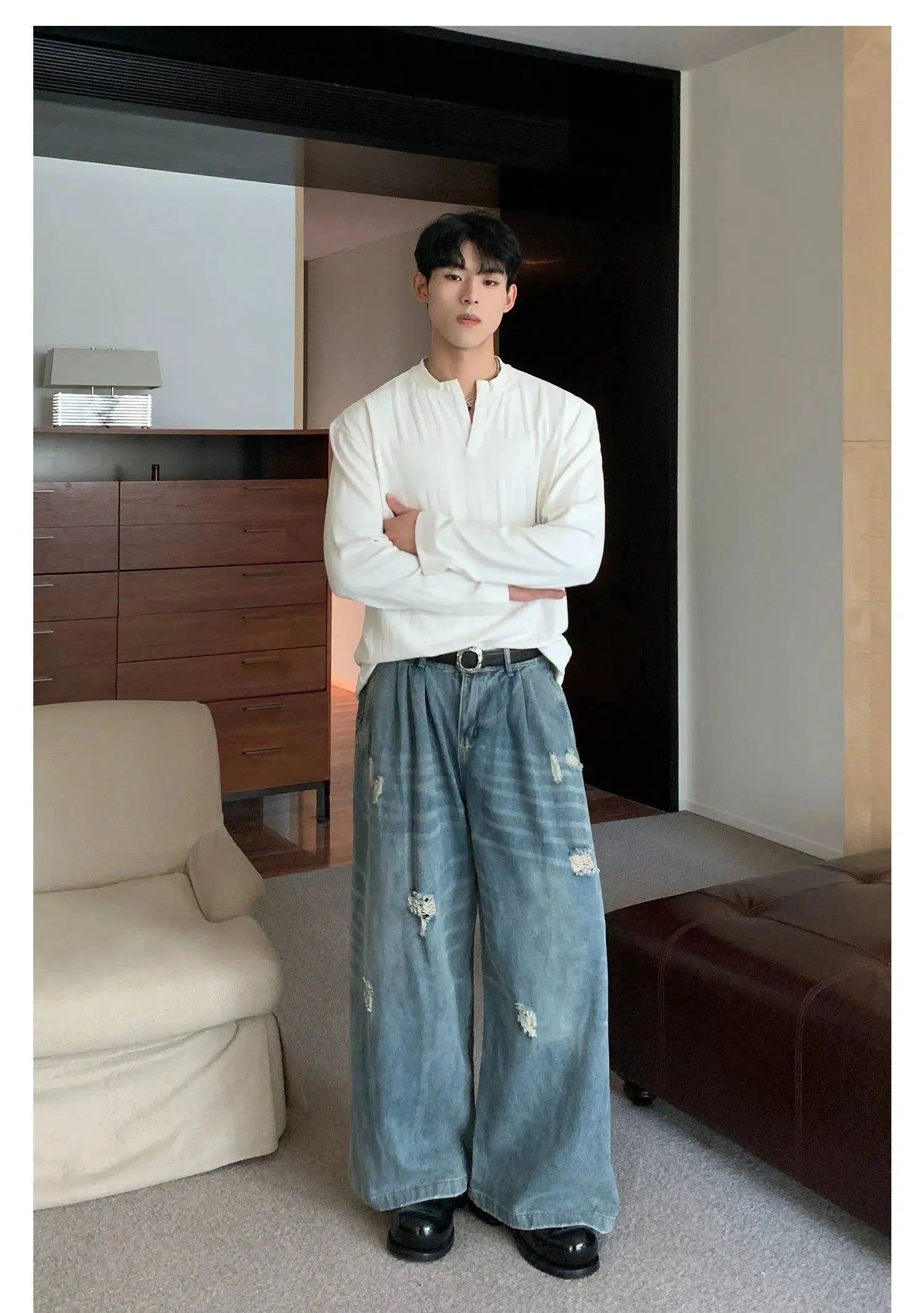 Cui Faded Ripped Pattern Jeans