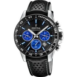 Festina Timeless Chronograph Leather Chronograph Mens Watch I Model F20561/6 Quartz Movement