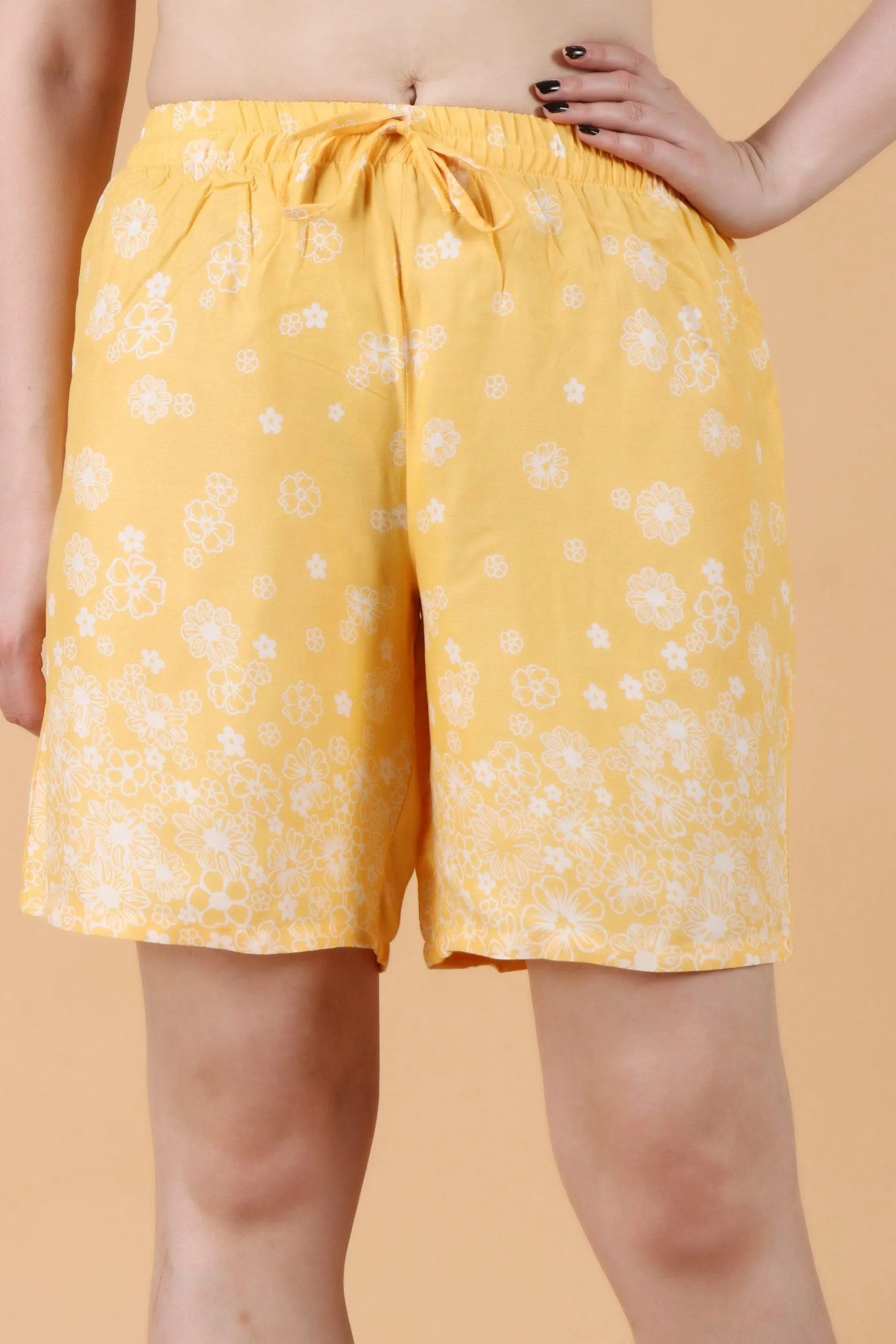 Floral Printed Shorts with Drawstrings
