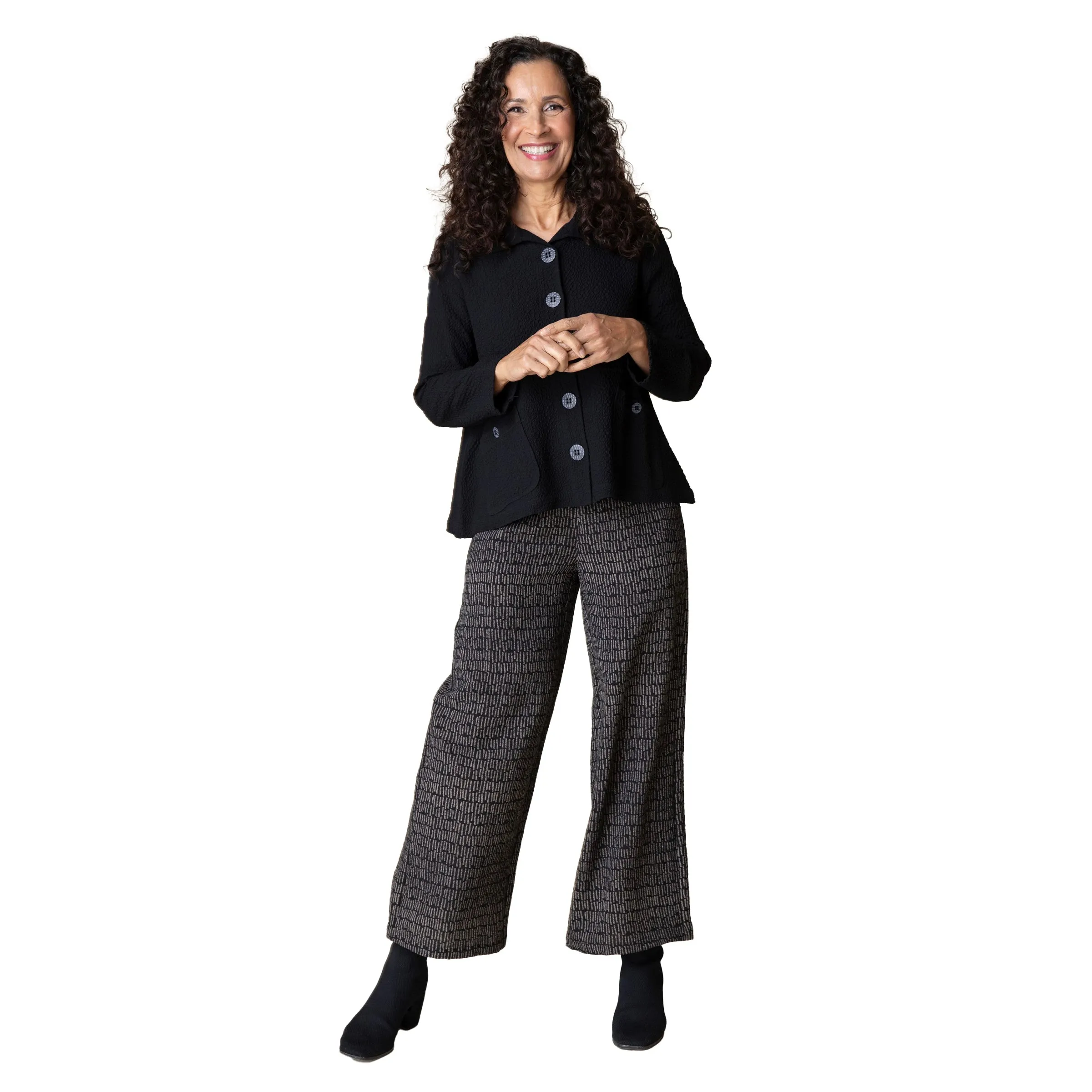 Habitat Crinkle Crepe Short Swing Jacket in Black - 21312-BLK