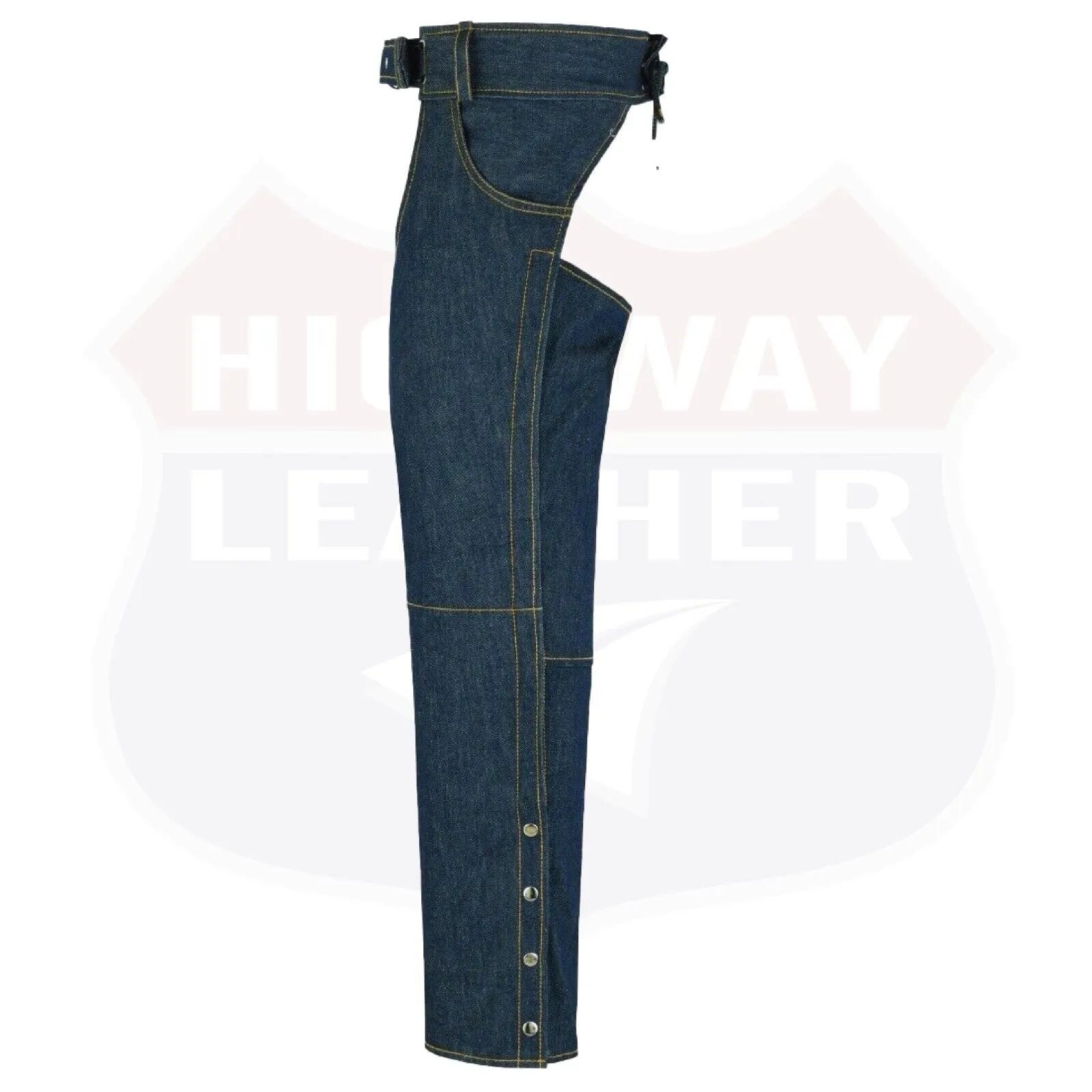 HL21836 BLUE Denim Chap lightweight Motorcycle Style Riding Chaps - Blue PRIDE DENIM CHAPS