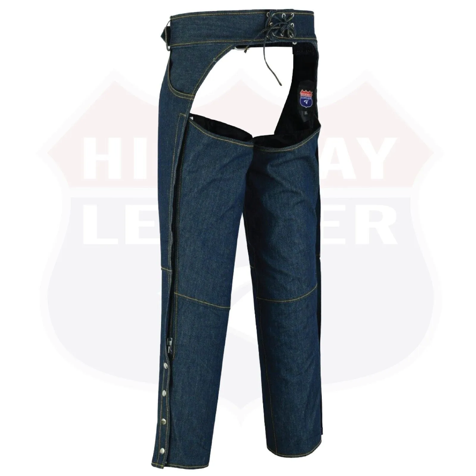 HL21836 BLUE Denim Chap lightweight Motorcycle Style Riding Chaps - Blue PRIDE DENIM CHAPS