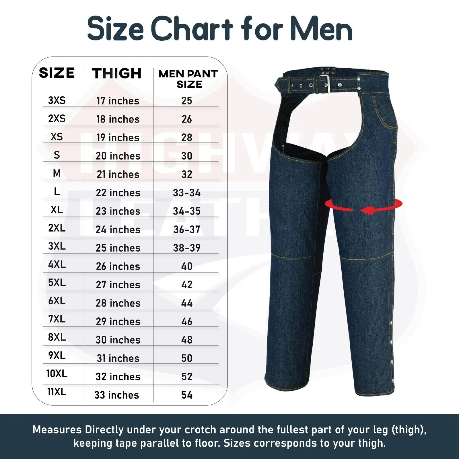 HL21836 BLUE Denim Chap lightweight Motorcycle Style Riding Chaps - Blue PRIDE DENIM CHAPS