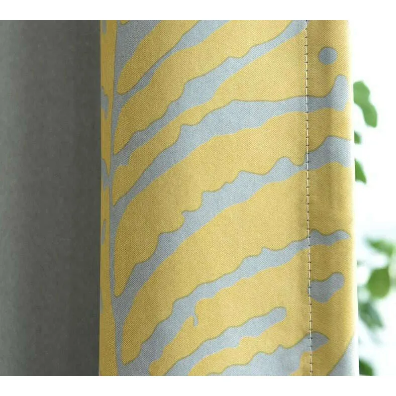 Jason Modern Gray Leaf Print Curtains