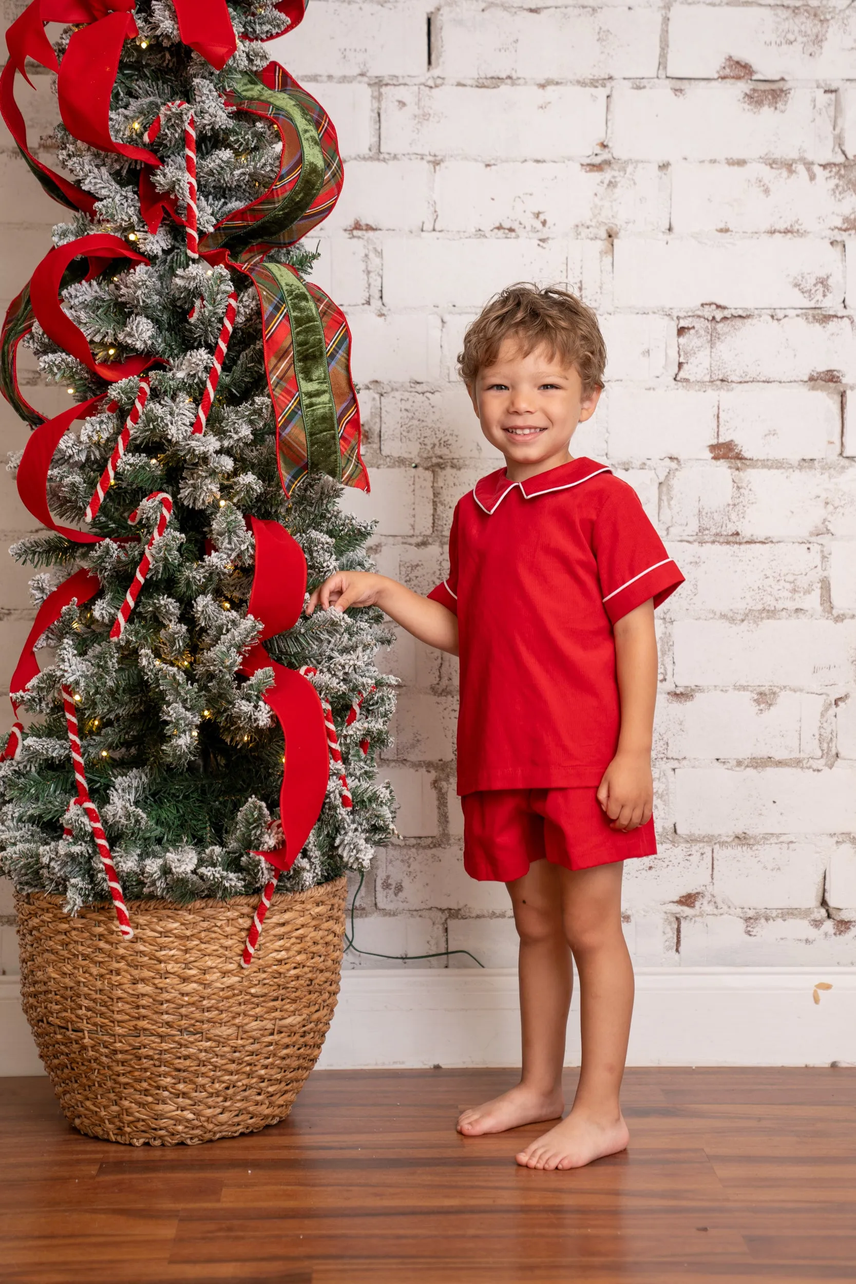 John Red Cord Short Set