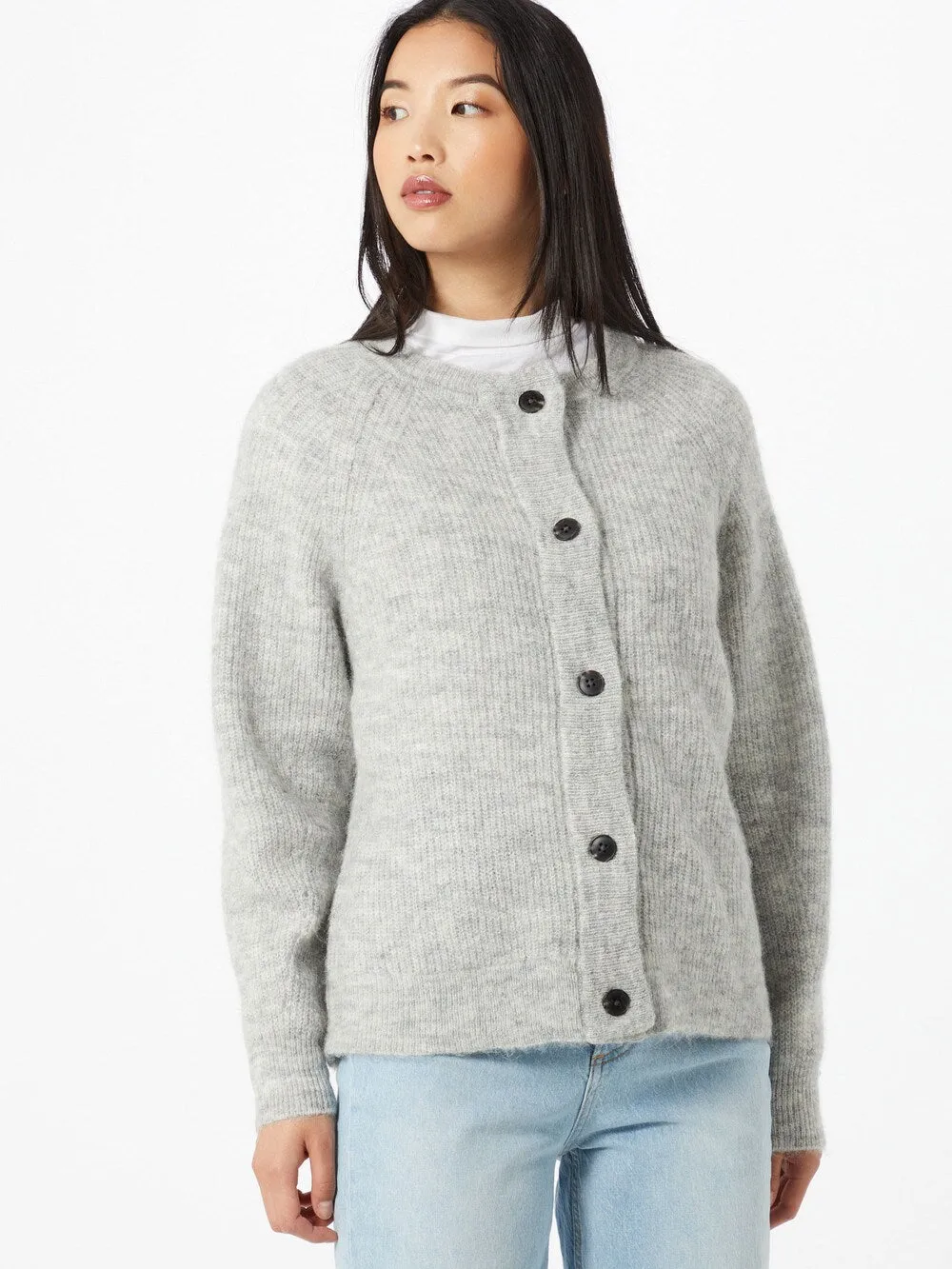 Knitted cardigan Selected Lulu, light gray