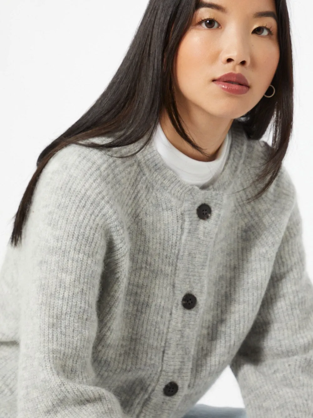 Knitted cardigan Selected Lulu, light gray