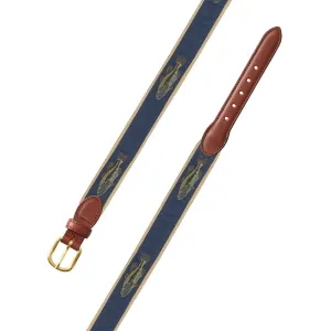 Large Mouth Bass Motif Leather Tab Belt