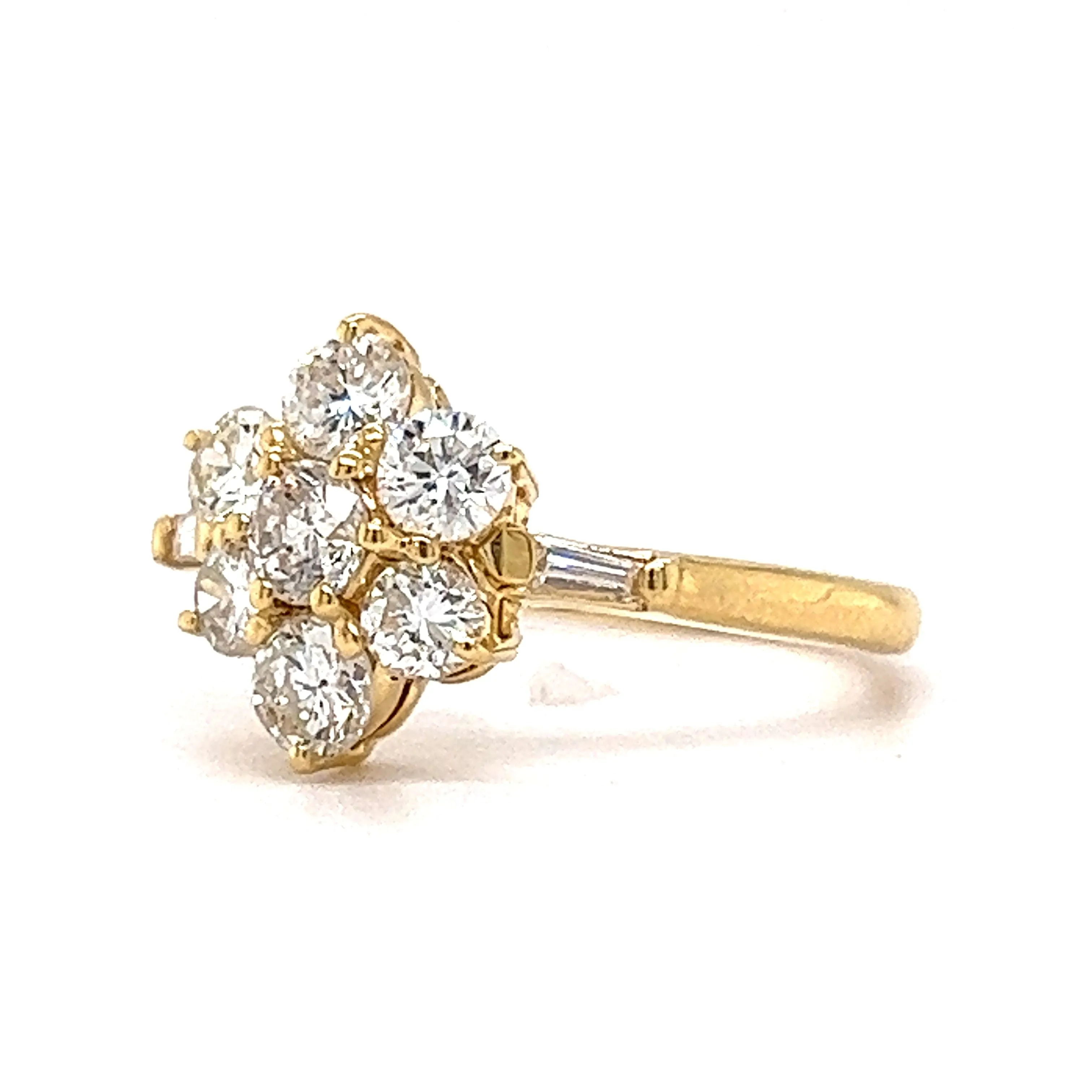 Modern 1.00 Diamond Cluster Engagement Ring in 18k Yellow Gold