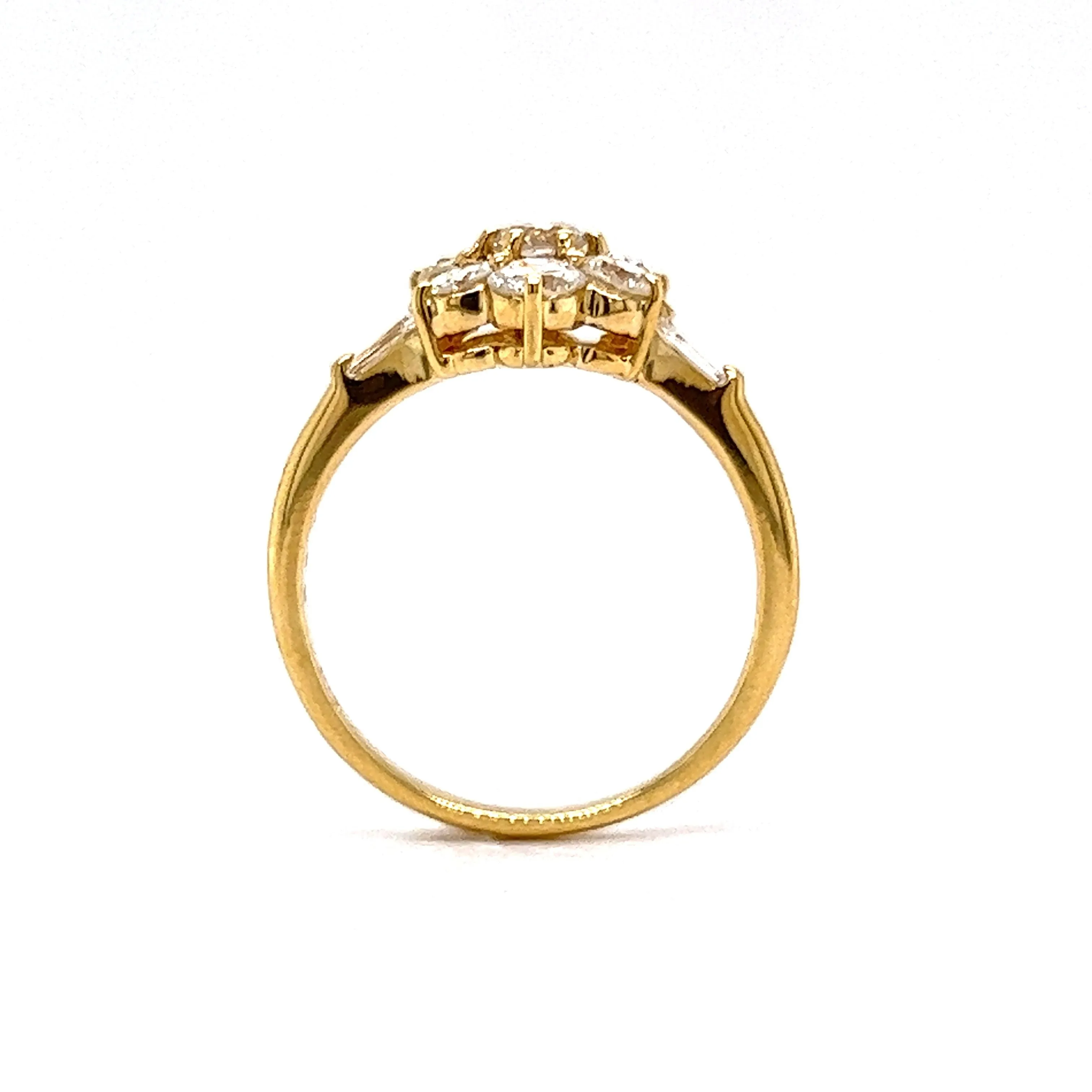 Modern 1.00 Diamond Cluster Engagement Ring in 18k Yellow Gold