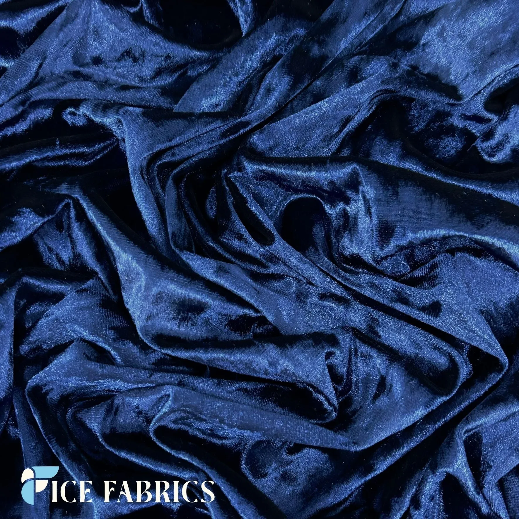 Navy Blue Stretch Crushed Velvet Fabric