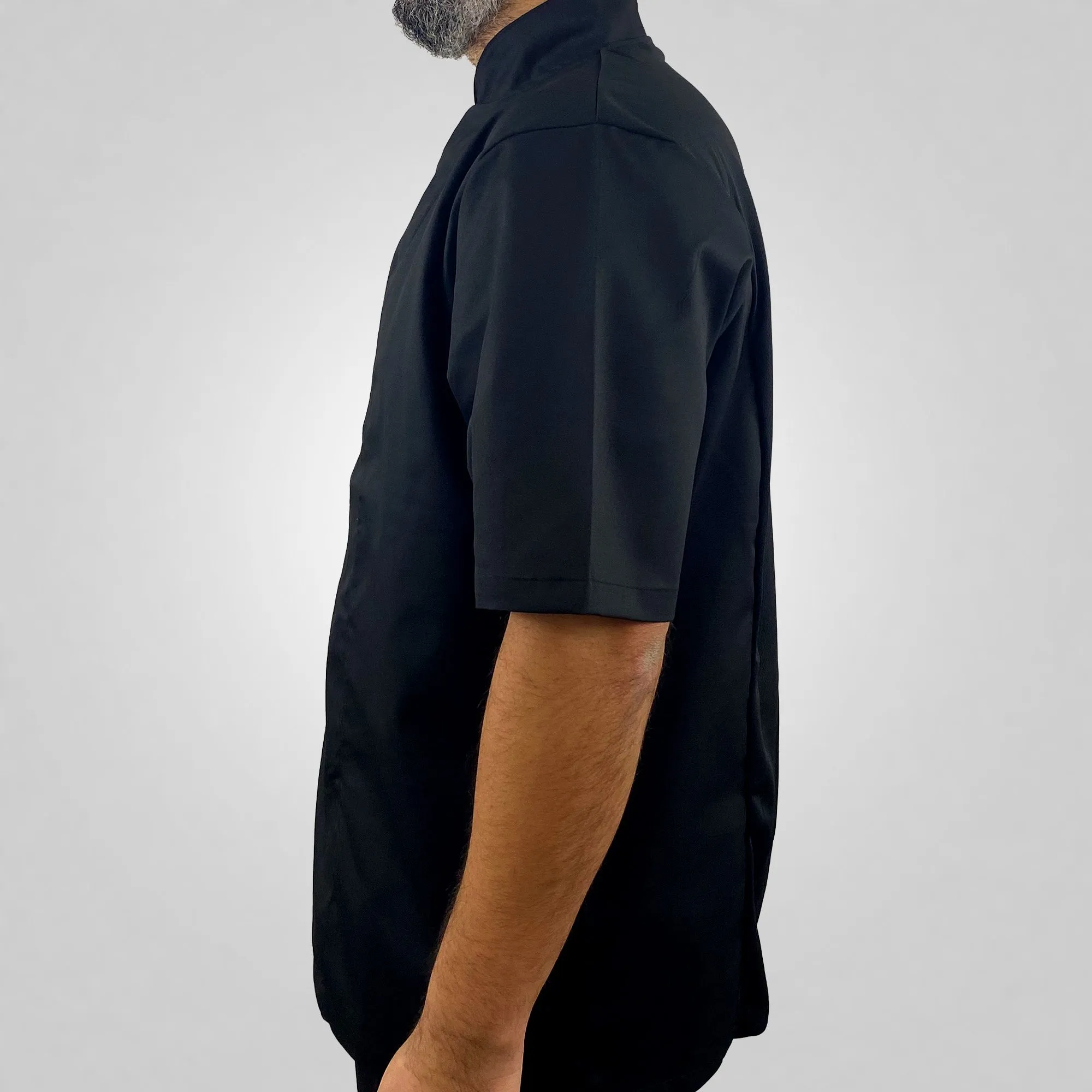 Pegasus Chefwear Black Coolmax Short Sleeve Chef Jackets with Concealed Studs