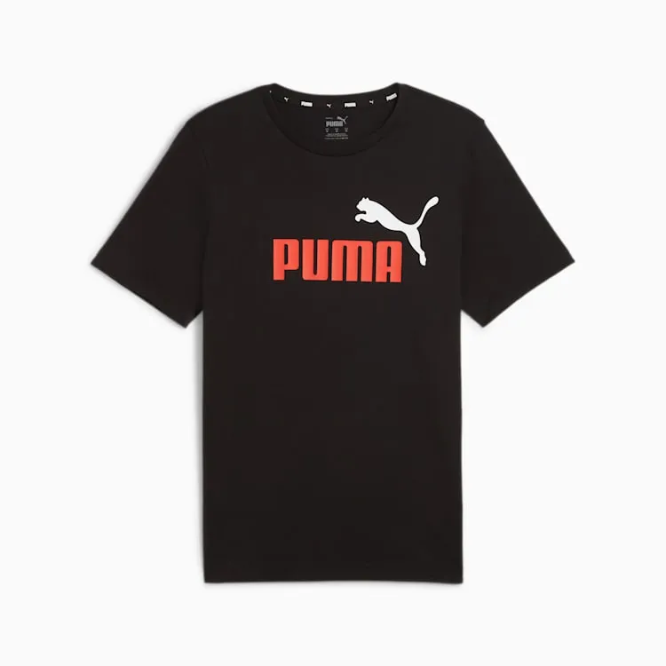 PUMA MEN'S ESSENTIALS LOGO BLACK/RED TEE