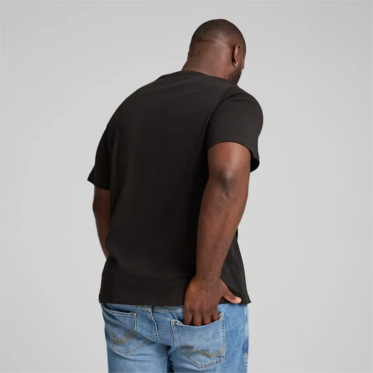PUMA MEN'S ESSENTIALS LOGO BLACK/RED TEE